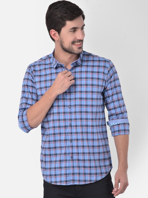 

COBB Men Blue Slim Fit Tartan Checks Opaque Checked Casual Shirt