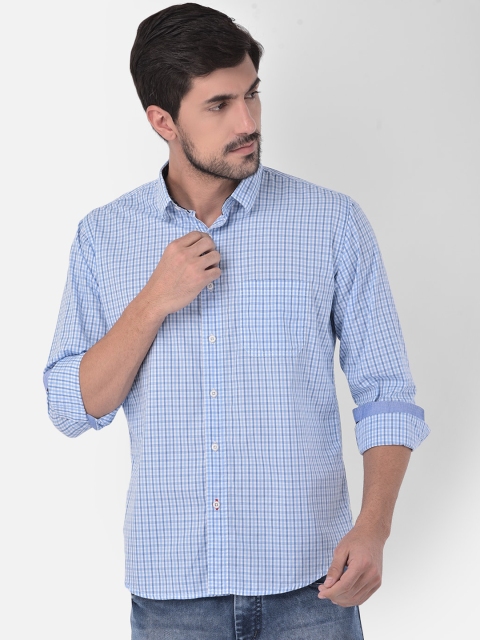 

COBB Men Blue Slim Fit Opaque Checked Casual Shirt