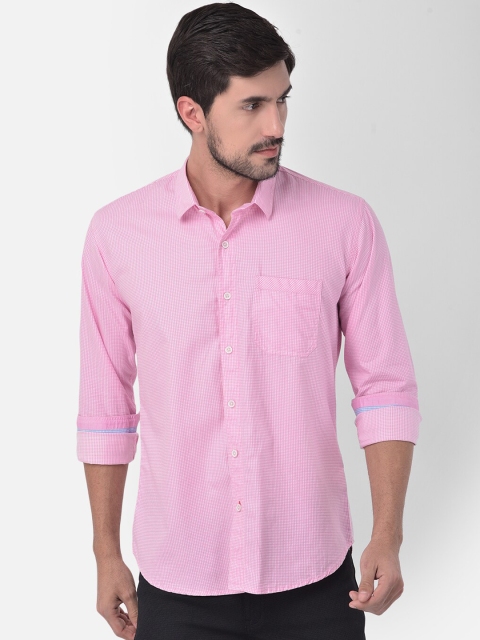 

COBB Men Pink Slim Fit Opaque Checked Casual Shirt