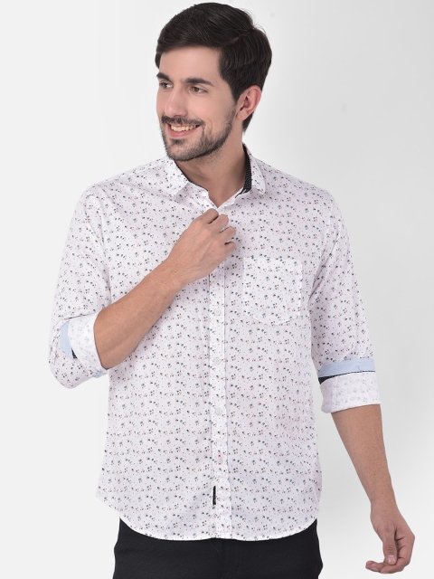 

COBB Men White Slim Fit Floral Opaque Printed Casual Shirt