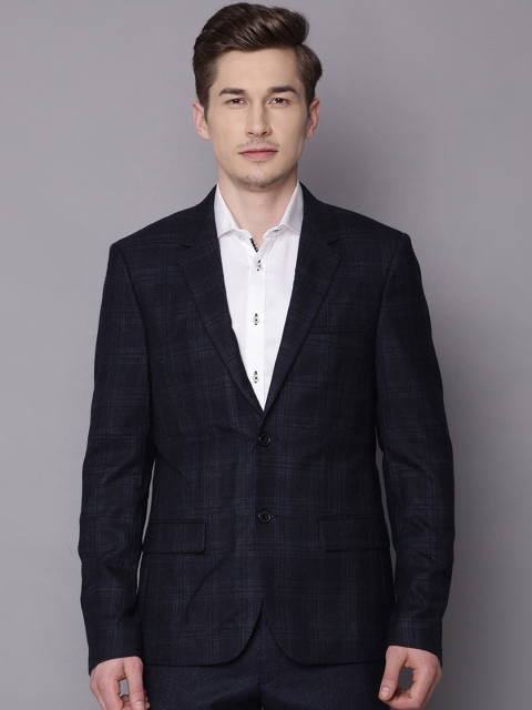 

Bruun & Stengade Men Navy Blue Checked Blazers