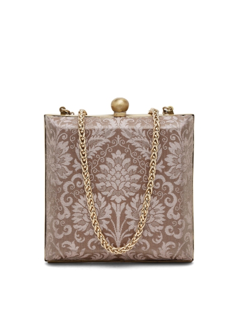 

PRACCESSORII Women Beige Textured Clutch with Wrist Loop