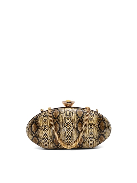

PRACCESSORII Women Brown Textured Clutch with Wrist Loop