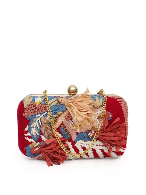 

Diwaah Women Maroon Embellished Clutch