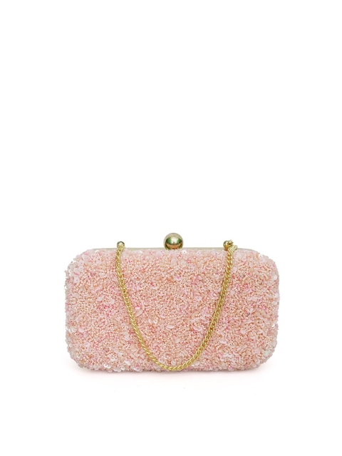 

Diwaah Women Pink & Gold-Toned Embellished Box Clutch