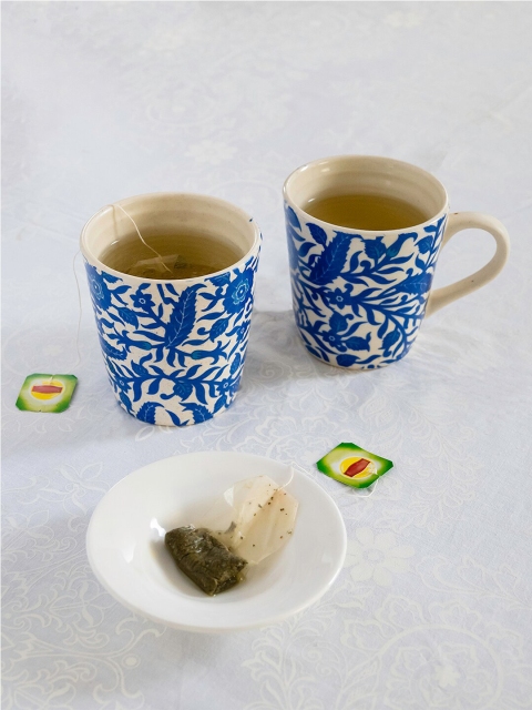 

Neerja Set of 2 Blue & Beige Floral Printed Stoneware Matte Cups