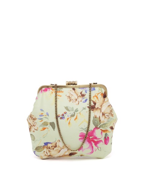

PRACCESSORII Women Green Printed Clutch with Wrist Loop