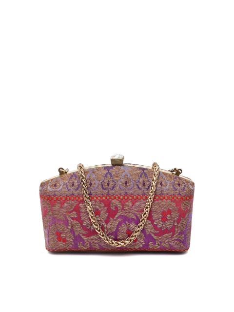 

PRACCESSORII Purple & Red Embellished Box Clutch