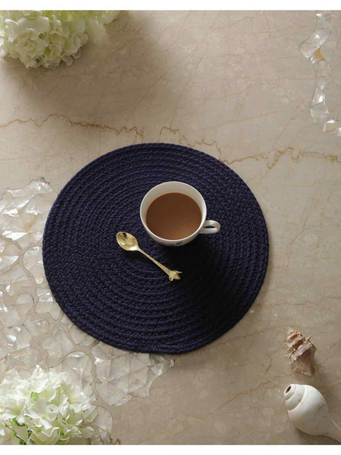 

Amoliconcepts Navy Blue Braided Cotton Table Placemat
