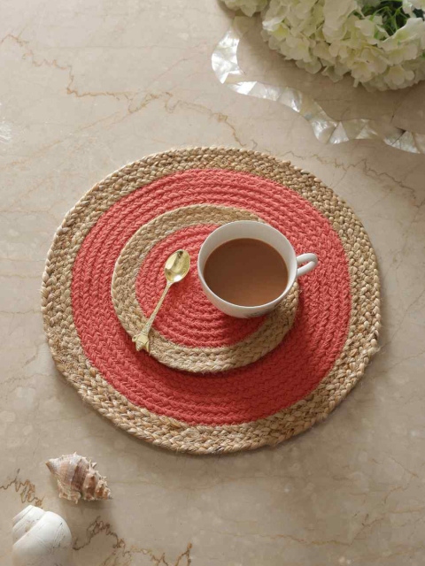 

Amoliconcepts Peach & Beige Braided Table Placemat