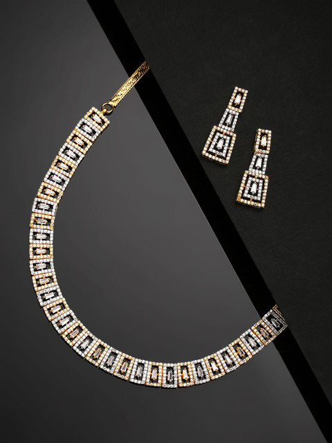 

Priyaasi Gold-Plated White AD-Studded Handcrafted Jewellery Set