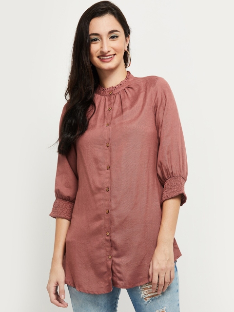 

max Women Pink Shirt Style Smocking Top