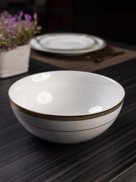

Pure Home and Living White & Gold Renee Salad Bowl