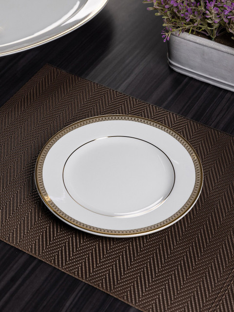 

Pure Home and Living White & Gold-Toned Set of 2 Renee Dessert Plate