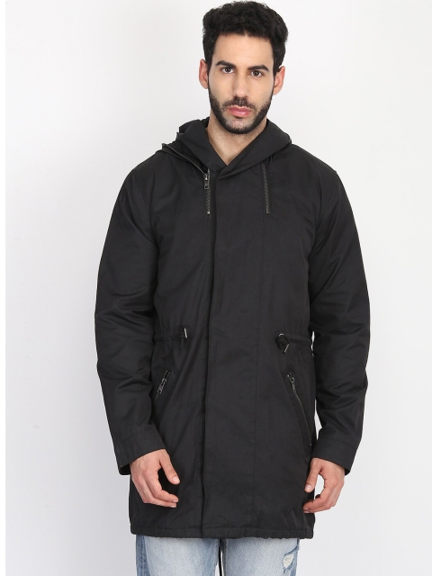 

LINDBERGH Men Black Solid Overcoat