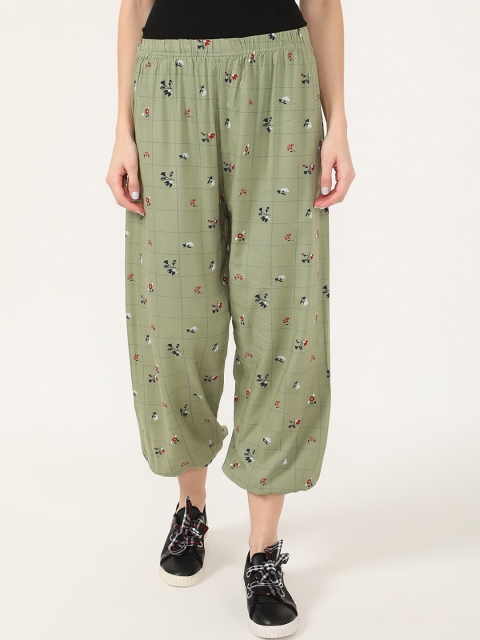

V2 Value & Variety Women Sea Green & Black Printed Harem Pants