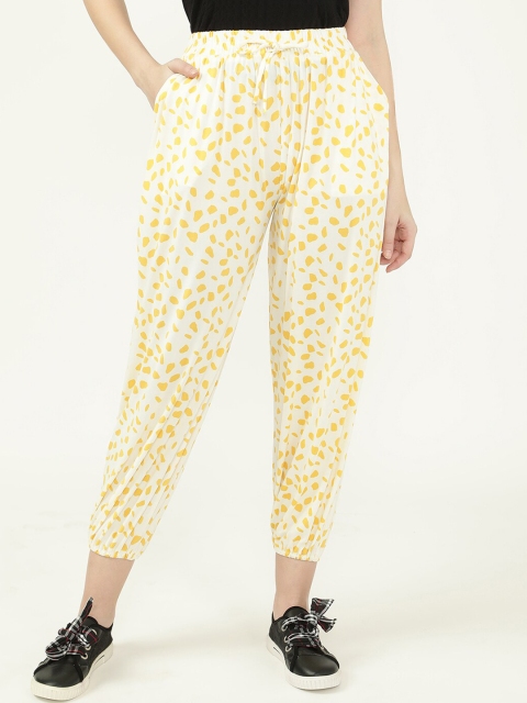 

V2 Value & Variety Women Off White & Yellow Printed Cotton Harem Pants