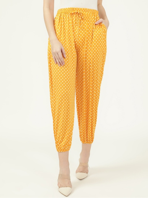 

V2 Value & Variety Women Mustard Yellow & White Polka Dots Printed Harem Pants