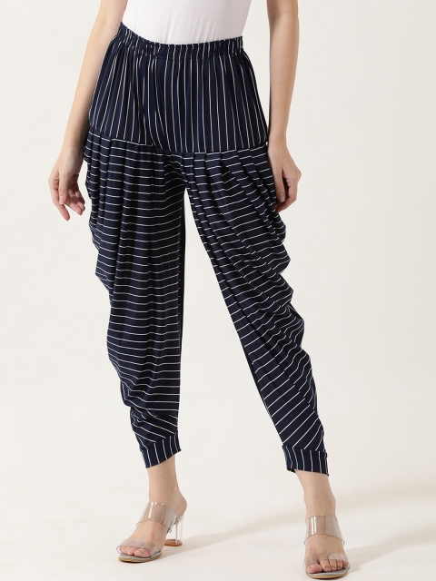 

V2 Value & Variety Women Navy Blue & White Striped Cotton Harem Pants