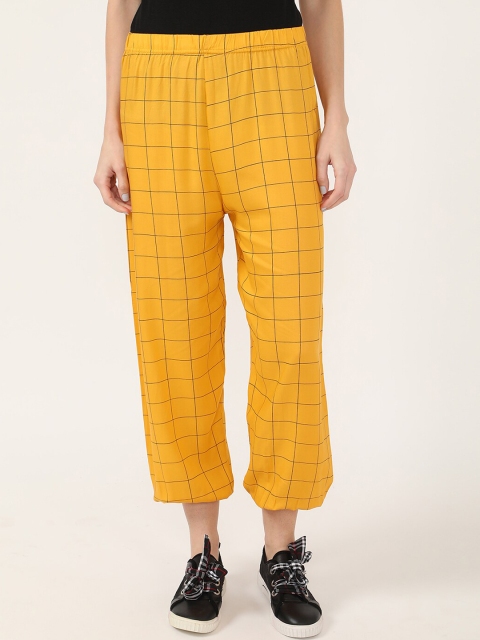 

V2 Value & Variety Women Yellow & Black Checked Harem Pants
