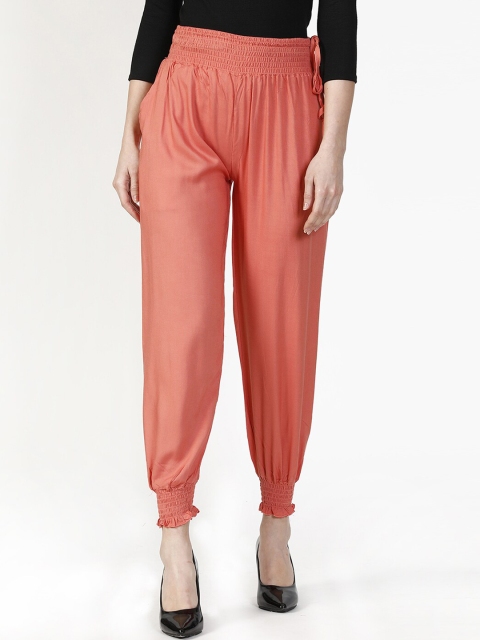 

V2 Value & Variety Women Peach-Coloured Solid Cropped Harem Pants