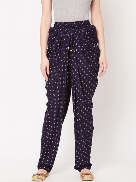 

V2 Value & Variety Women Navy Blue & Gold-Coloured Printed Harem Pants