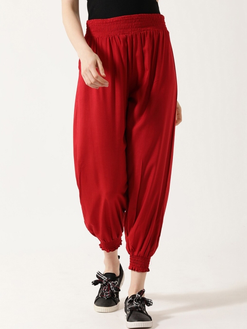 

V2 Value & Variety Women Maroon Solid Cropped Harem Pants