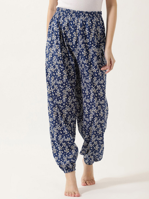 

V2 Value & Variety Women Blue & White Floral Printed Cotton Harem Pants
