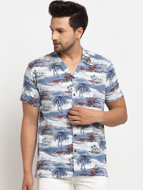 

Ennoble Men Blue Tailored Fit Pure Cotton Printed Casual Shirt