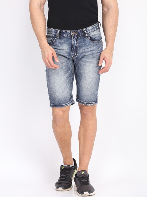 

LINDBERGH Men Blue Washed Slim Fit Denim Shorts