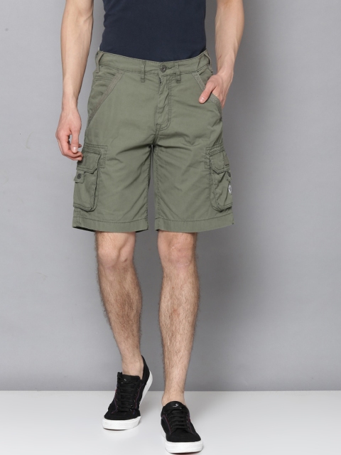 

LINDBERGH Men Green Slim Fit Cargo Shorts