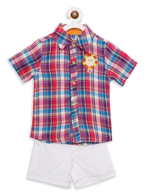 

Nauti Nati Boys Pink & Blue Checked Shirt with Shorts