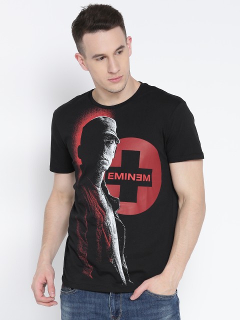 

Free Authority Men Black Eminem Printed Round Neck T-shirt