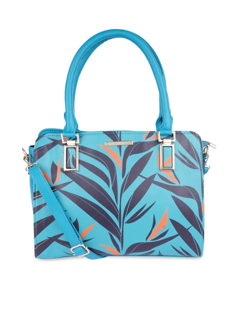 

Lapis O Lupo Turquoise Blue Floral Structured Handheld Bag with Tasselled