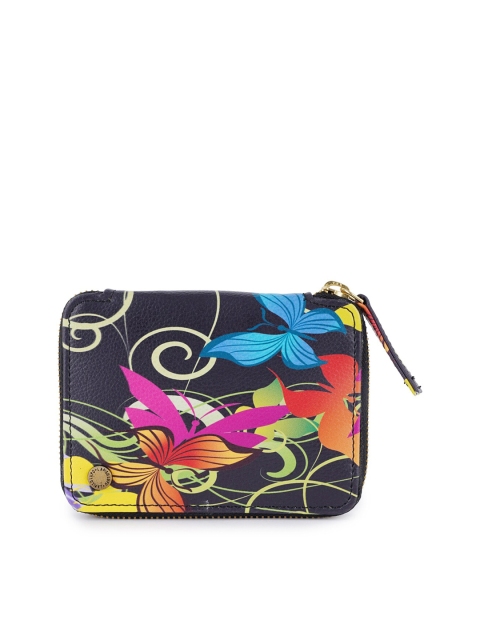 

Lapis O Lupo Women Black Floral Printed Zip Around Wallet