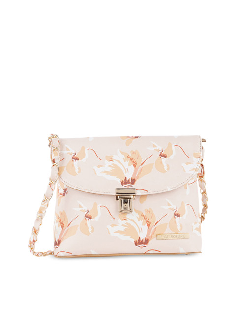 

Lapis O Lupo Beige Floral Textured Structured Sling Bag