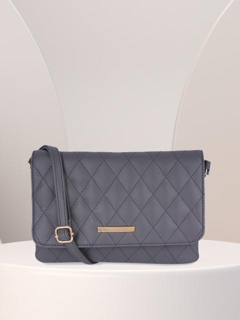

Lapis O Lupo Grey Textured Structured Sling Bag with Quilted