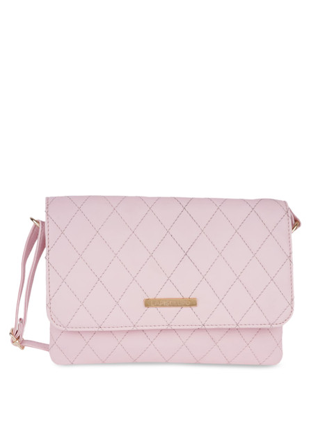 

Lapis O Lupo Pink Textured Structured Sling Bag with Quilted