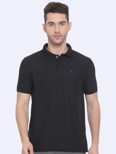 

Genx Men Black Polo Collar T-shirt