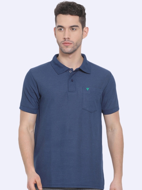 

Genx Men Blue Polo Collar T-shirt