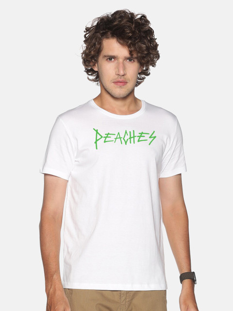

MASH UNLIMITED Men White Typography Printed Slim Fit T-shirt