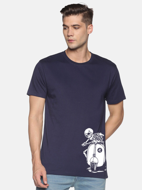 

MASH UNLIMITED Men Navy Blue Printed Slim Fit T-shirt