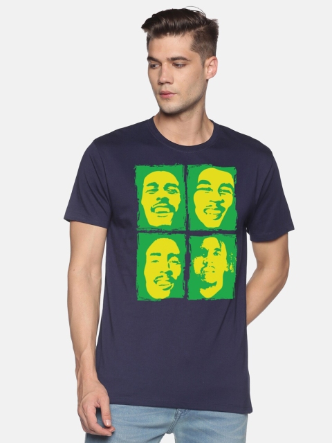 

MASH UNLIMITED Men Navy Blue Printed Slim Fit T-shirt