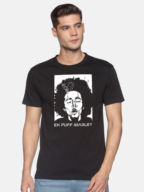 

MASH UNLIMITED Men Black Bob Marley Graphic Printed Slim Fit T-shirt