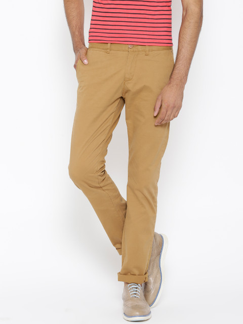 

Celio Men Khaki Flat Front Trousers