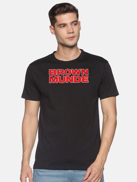 

MASH UNLIMITED Men Black & Red Typography Printed Slim Fit T-shirt
