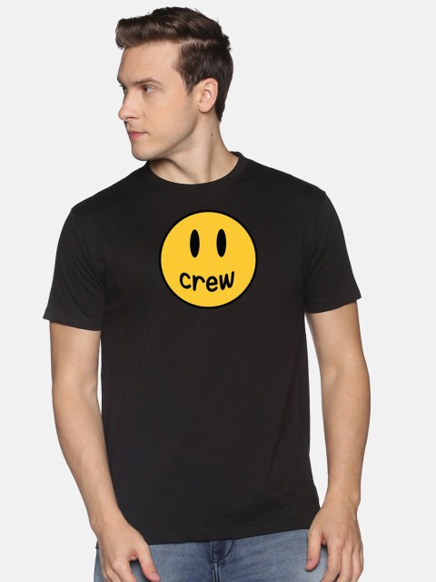 

MASH UNLIMITED Men Black & Yellow Smiley Graphic Printed Slim Fit T-shirt