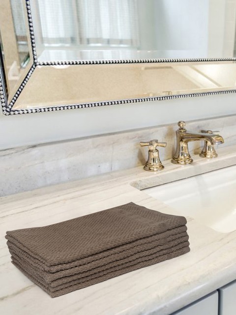 

Softweave Set Of 6 Brown Solid Pure Cotton 350 GSM Hand Towels