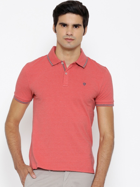 Celio Men Coral Red Solid Polo Collar T-shirt available at myntra for Rs.909