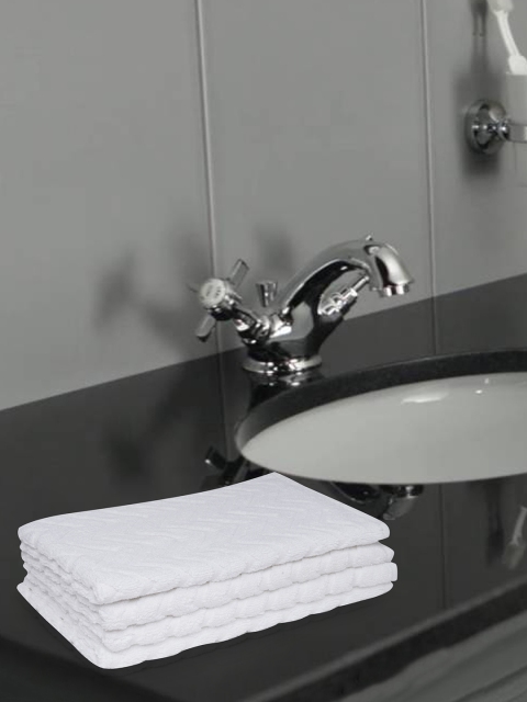 

Softweave Set of 4 White Patterned 1000 GSM Pure Cotton Hand Towels